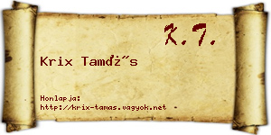 Krix Tamás névjegykártya